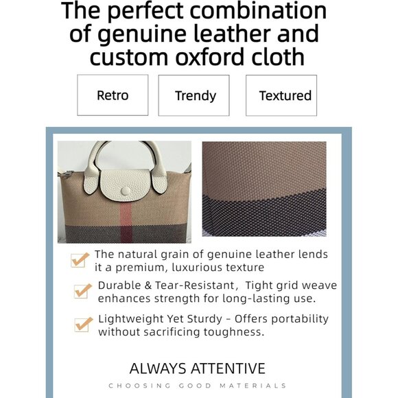 Women's Leather Canvas Shoulder Bag Top Handle Crossbody Purse Tote - Picture 5 of 9